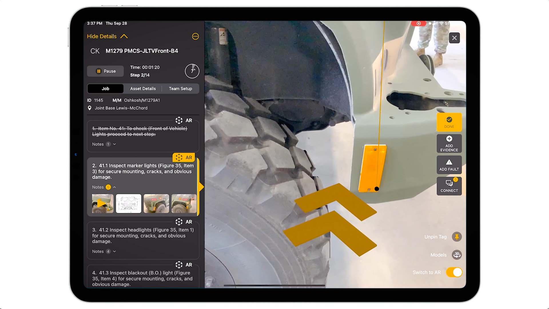 Defense personnel using Manifest on an iPad in a secure operational environment