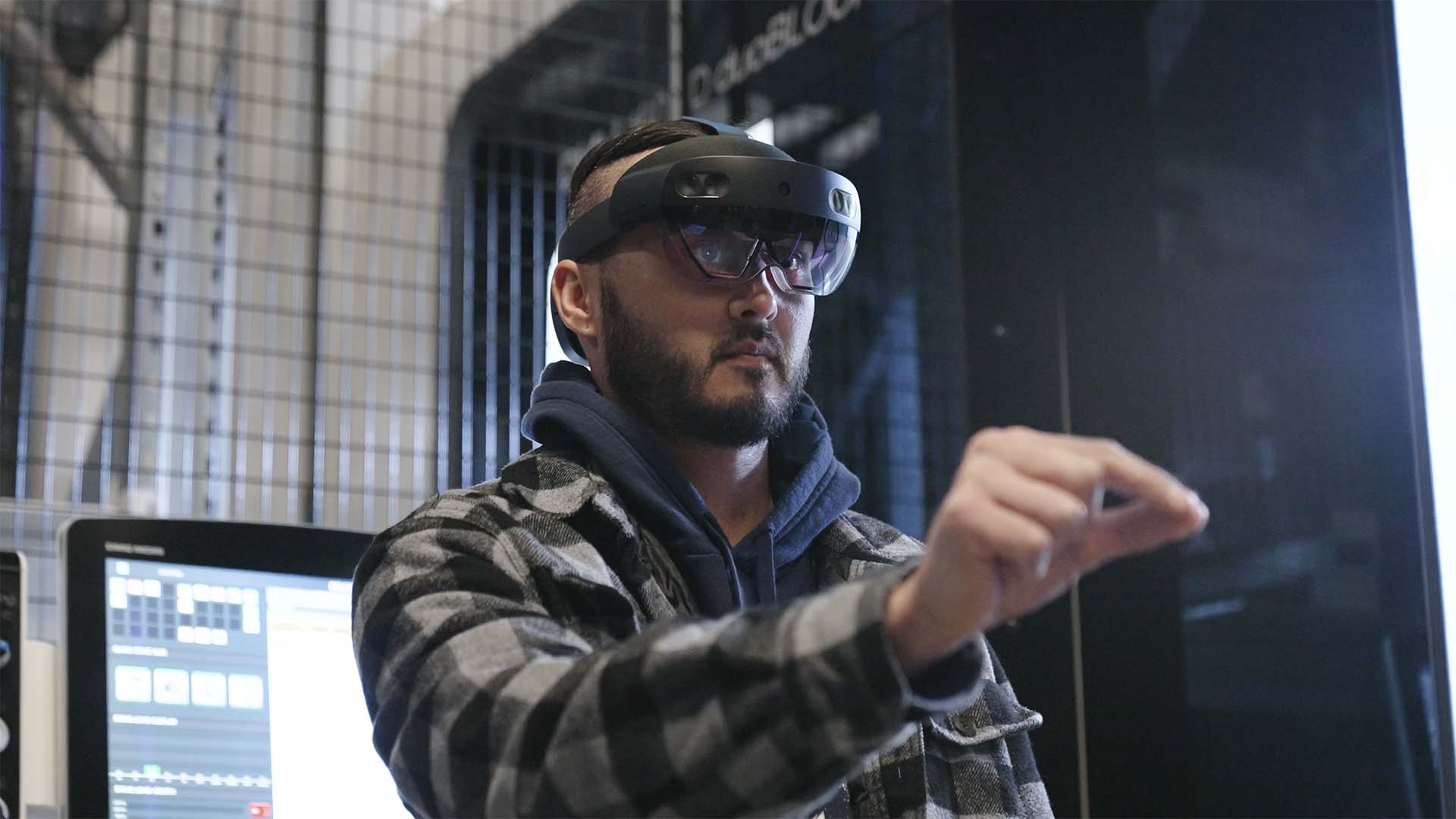 Technician performing guided maintenance with augmented reality