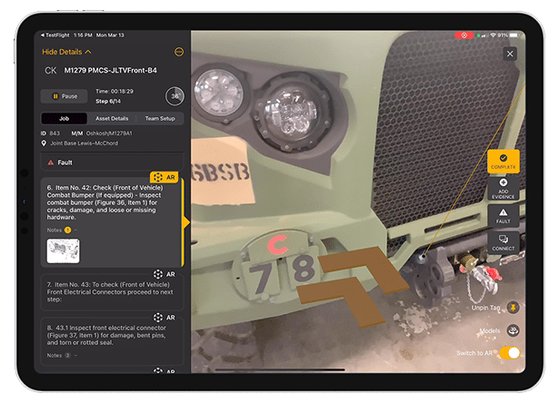 Field personnel using Taqtile on iPad for operational procedures